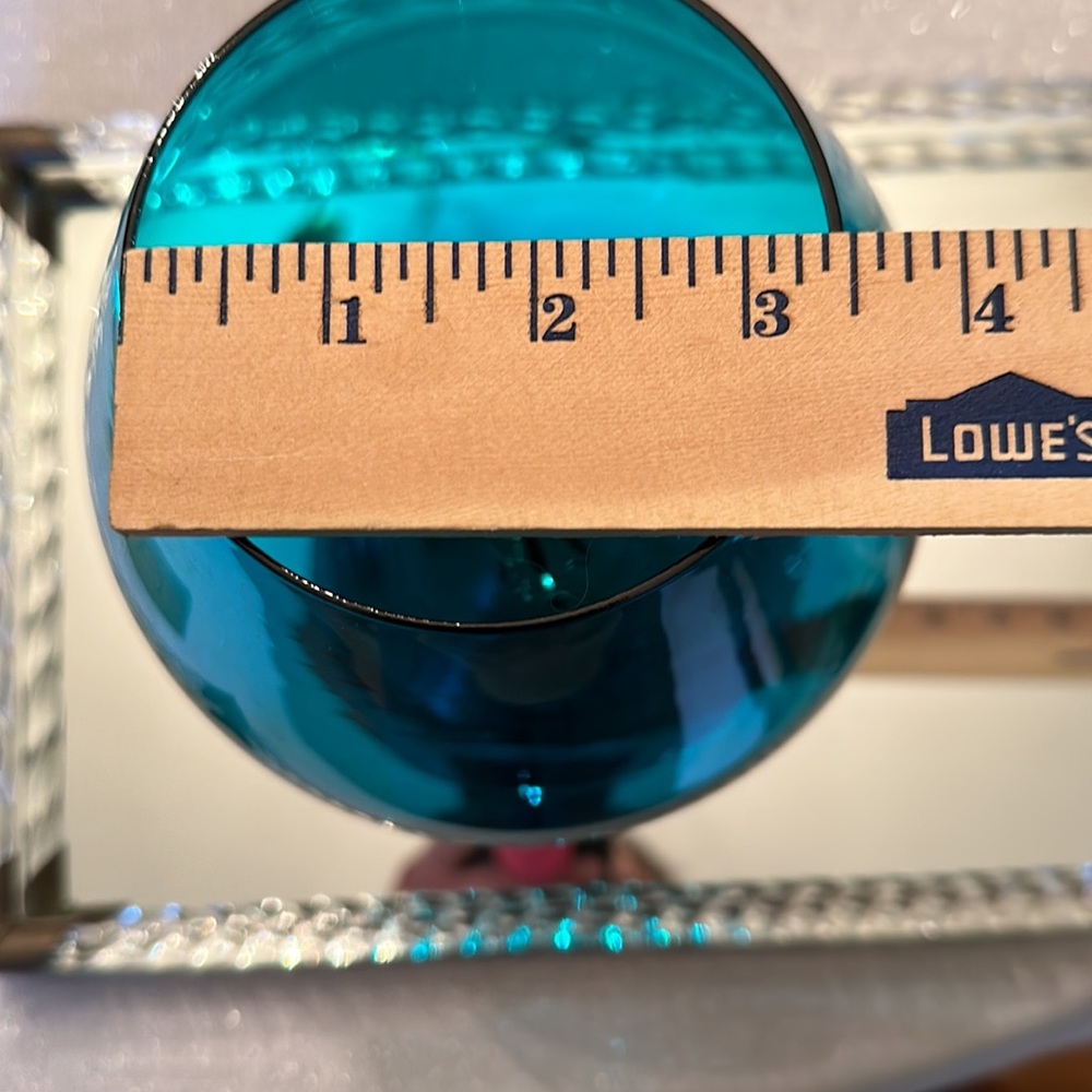 Vintage Decorative Big Blue/teal Glass w/ Alvin Sterling Base Oversized Snifter - Picture 8 of 12